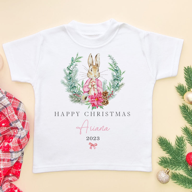 Christmas Peter Rabbit Inspired Girl Personalised Toddler & Kids T Shirt - Little Lili Store (8756732789016)
