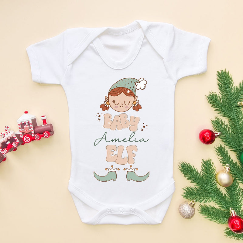 Cute Baby Girl Elf Personalised Baby Bodysuit - Little Lili Store (6662723469384)