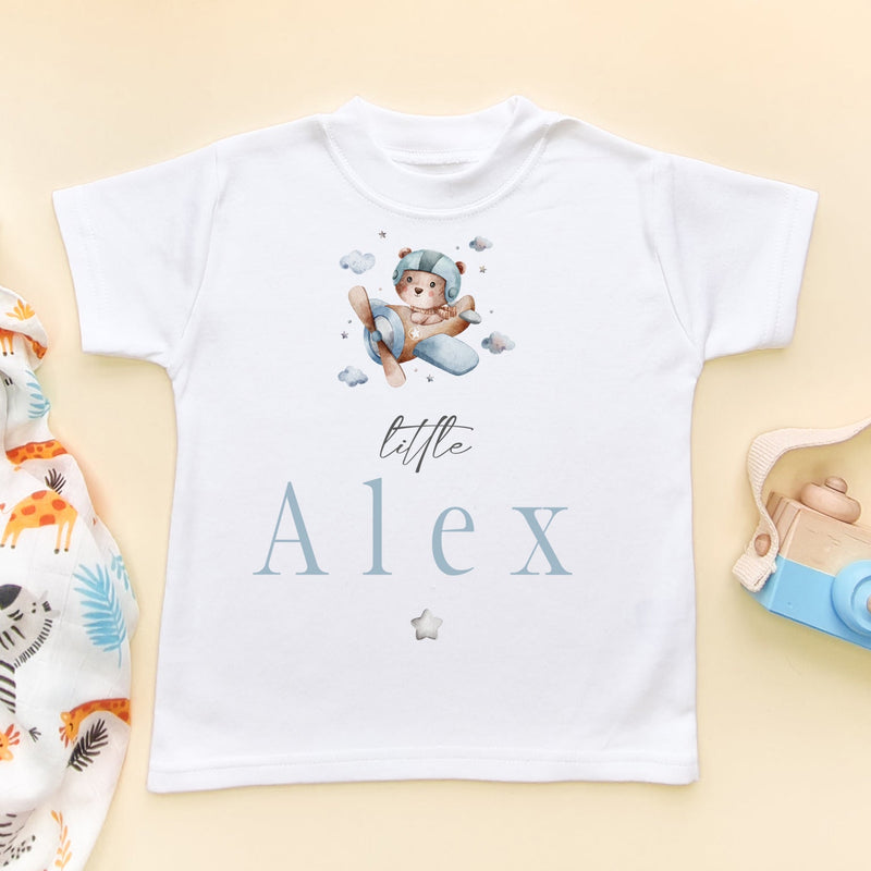 Cute Flying Teddy Bear Personalised Name Toddler & Kids T Shirt - Little Lili Store (8671523930392)
