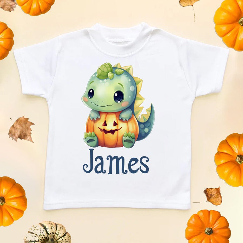 Cute Halloween Dinosaur Personalised Toddler & Kids T Shirt - Little Lili Store (8665625461016)