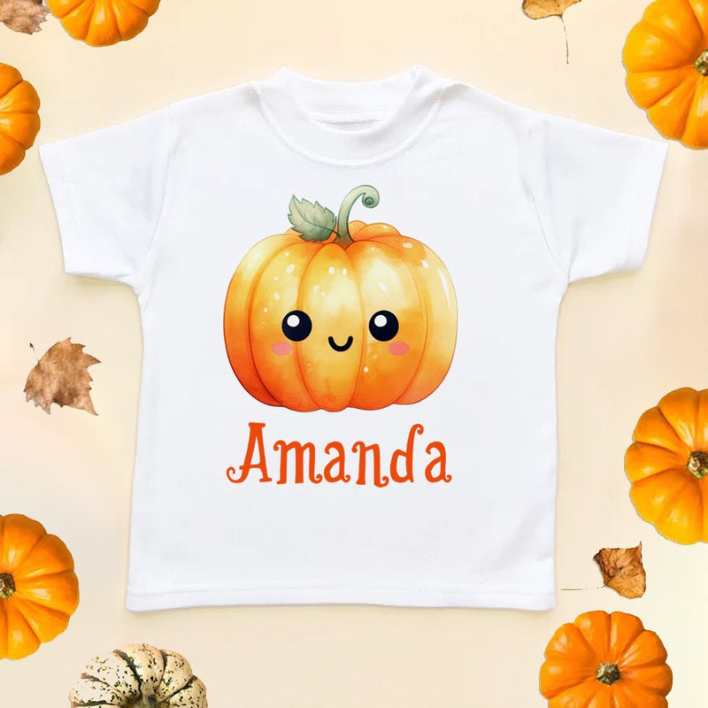 Cute Halloween Pumpkin Personalised Toddler & Kids T Shirt - Little Lili Store (8665628311832)