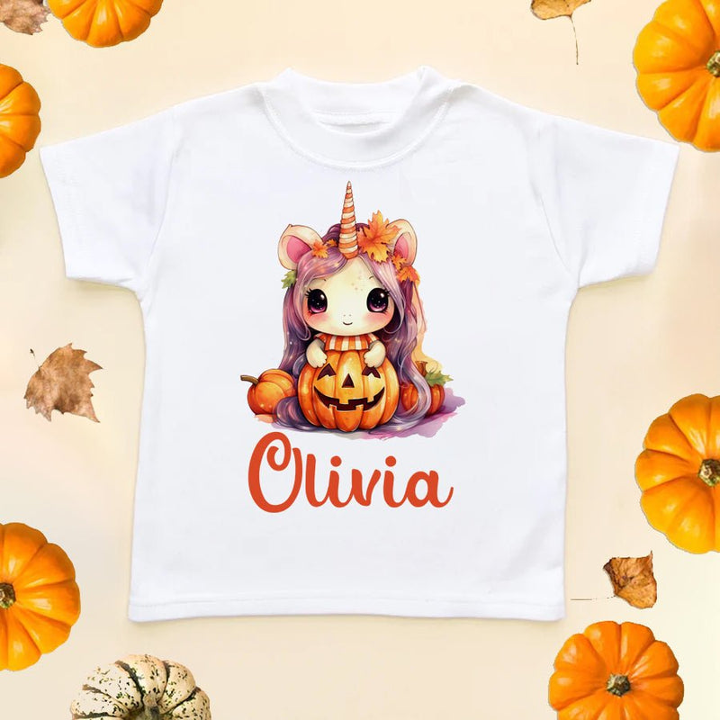 Cute Halloween Unicorn Personalised Toddler & Kids T Shirt - Little Lili Store (8665627361560)