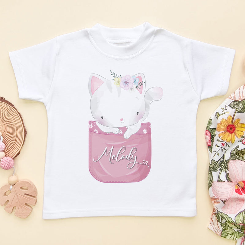 Cute Kitten Personalised Name Toddler T Shirt - Little Lili Store (6610166972488)