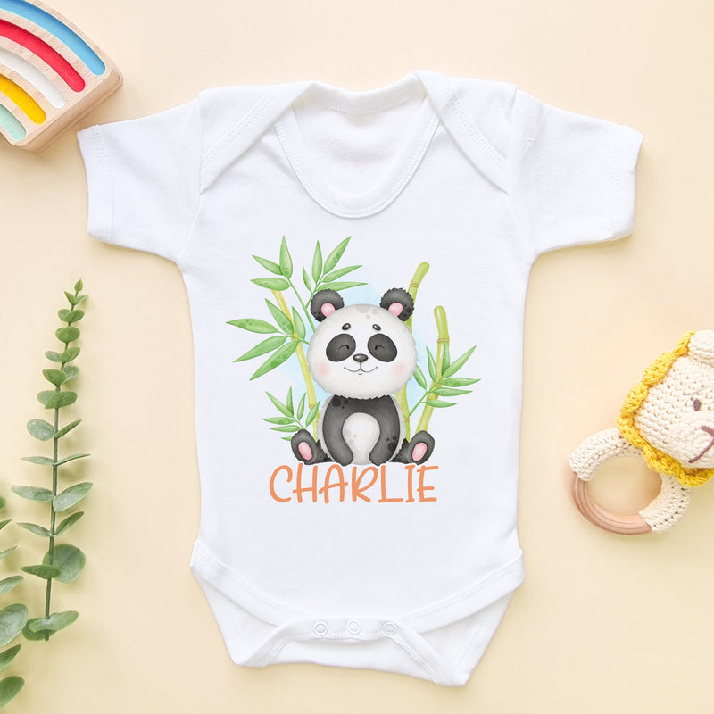 Cute Panda Personalised Name Baby Bodysuit - Little Lili Store (6609755734088)