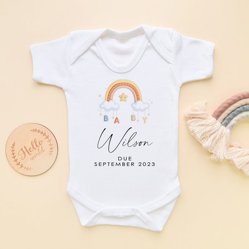 Cute Rainbow Personalised Baby Announcement Bodysuit - Little Lili Store (8118156034328)
