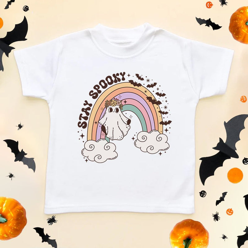 Cute Retro Stay Spooky Rainbow Toddler & Kids T Shirt - Little Lili Store (8626071437592)