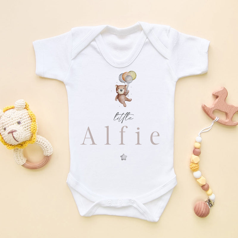 Cute Teddy Bear Personalised Name Baby Bodysuit - Little Lili Store (8671534219544)