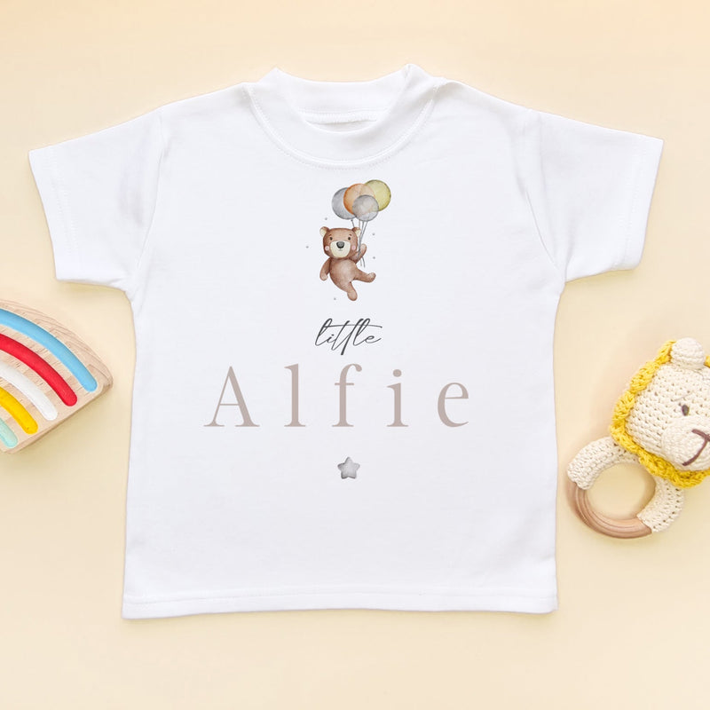 Cute Teddy Bear Personalised Name Toddler & Kids T Shirt - Little Lili Store (8671523569944)
