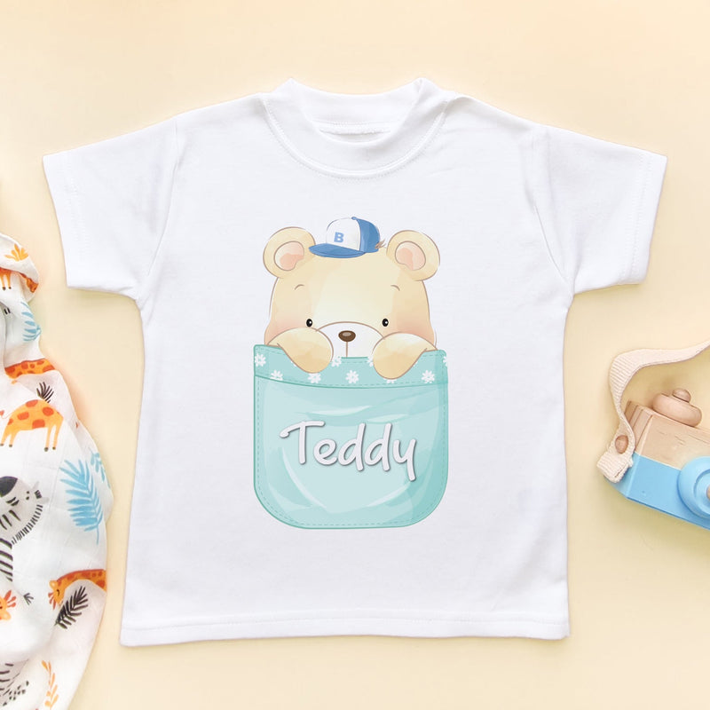 Cute Teddy Bear Personalised Name Toddler T Shirt - Little Lili Store (6610166939720)