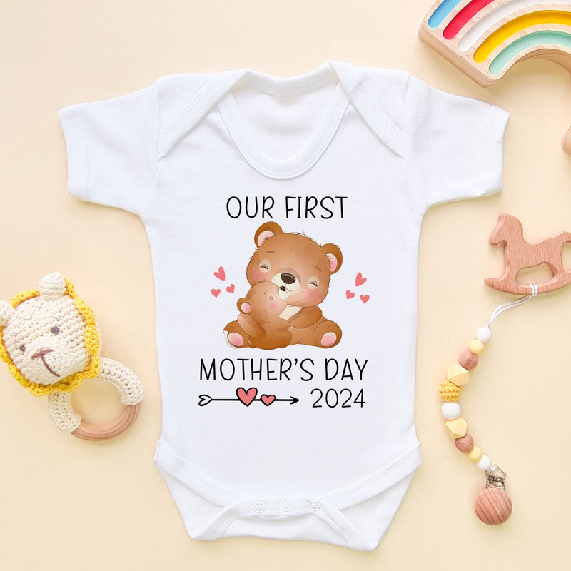 Cute Teddy Bears Our First Mother's Day Baby Bodysuit - Little Lili Store (5879420616776)