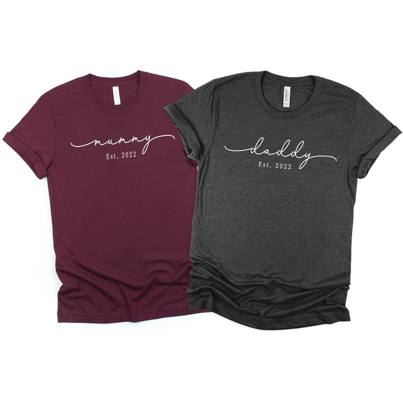 Daddy & Mummy EST Personalised T-Shirts Set - Little Lili Store (6598166347848)