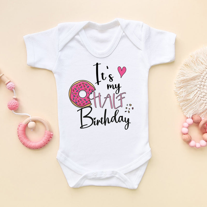 Donut It's my Half Birthday Girl Baby Bodysuit - Little Lili Store (6670916845640)