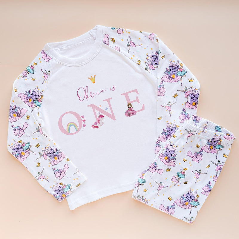 First Birthday Personalised Ballerina Unicorn Queen Pyjamas Set - Little Lili Store (8565738012952)