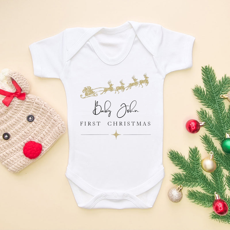 First Christmas Personalised Baby Bodysuit - Little Lili Store (6589420339272)