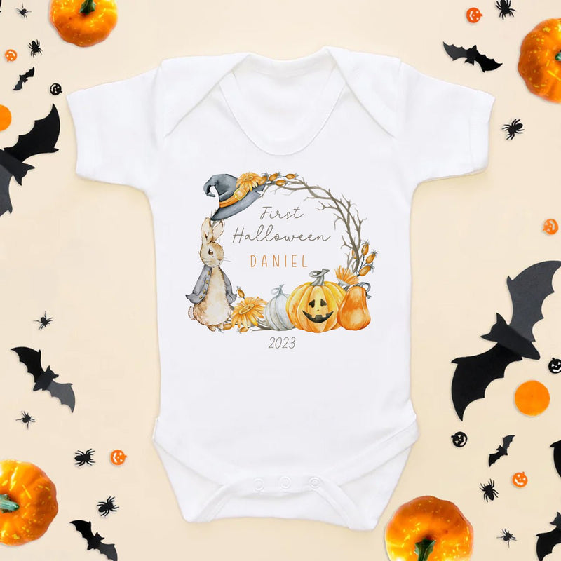 First Halloween Peter Rabbit Inspired Personalised Baby Bodysuit - Little Lili Store (8639977324824)