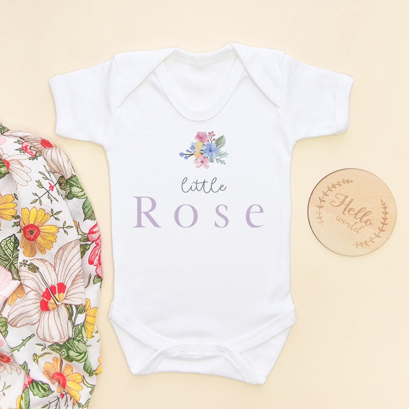 Floral Personalised Name Baby Bodysuit - Little Lili Store (8671533924632)