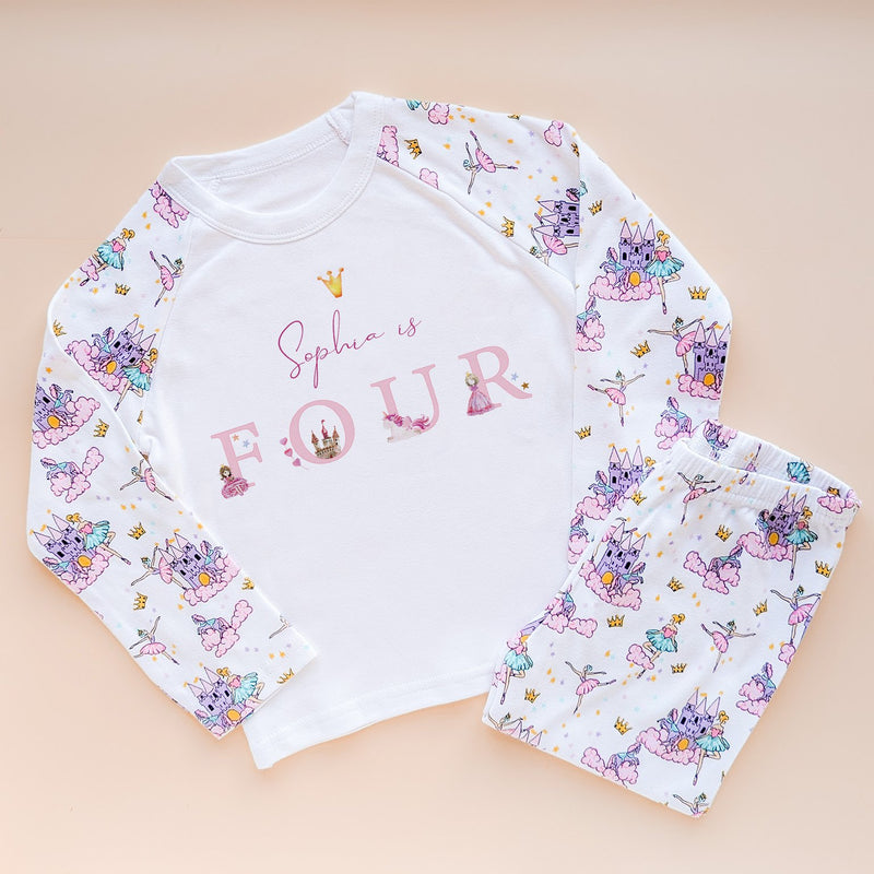 Fourth Birthday Personalised Ballerina Unicorn Queen Pyjamas Set - Little Lili Store (8565740732696)