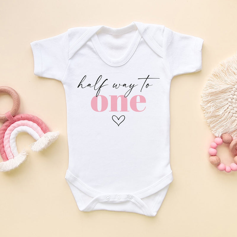 Half Way to One Girl Baby Bodysuit - Little Lili Store (6670916452424)