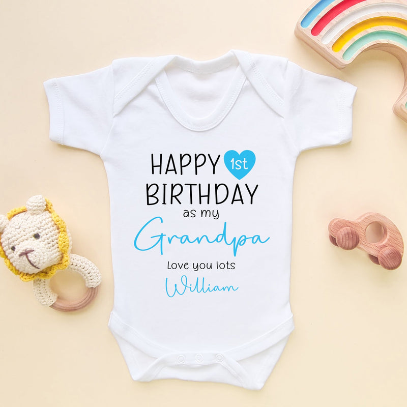 Happy 1st Birthday As My Grandpa (Boy) Personalised Baby Bodysuit - Little Lili Store (6607931801672)