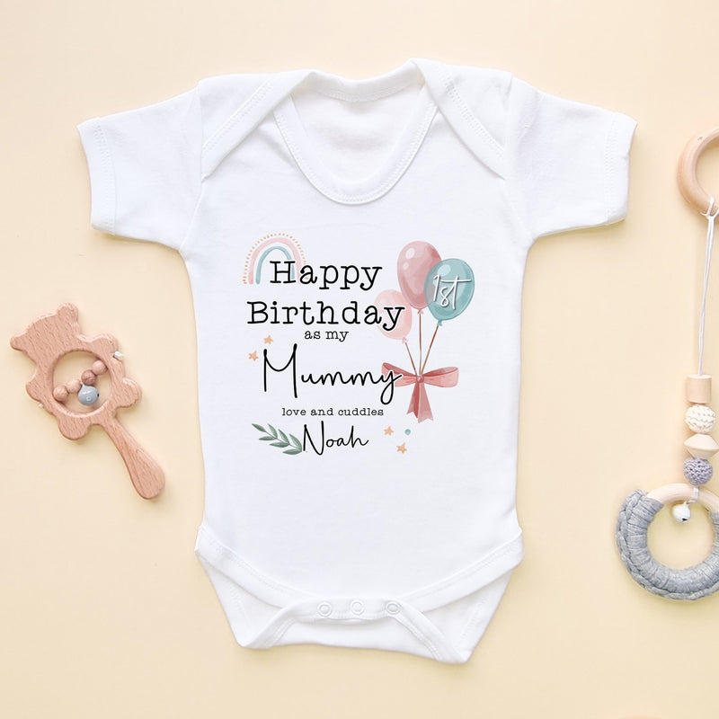 Happy 1st Birthday As My Mummy Personalised Baby Bodysuit - Little Lili Store (8118062088472)