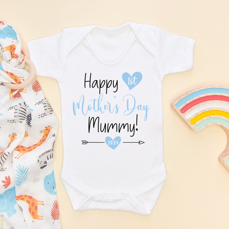 Happy 1st Mother's Day Mummy Boy Baby Bodysuit - Little Lili Store (5878021193800)