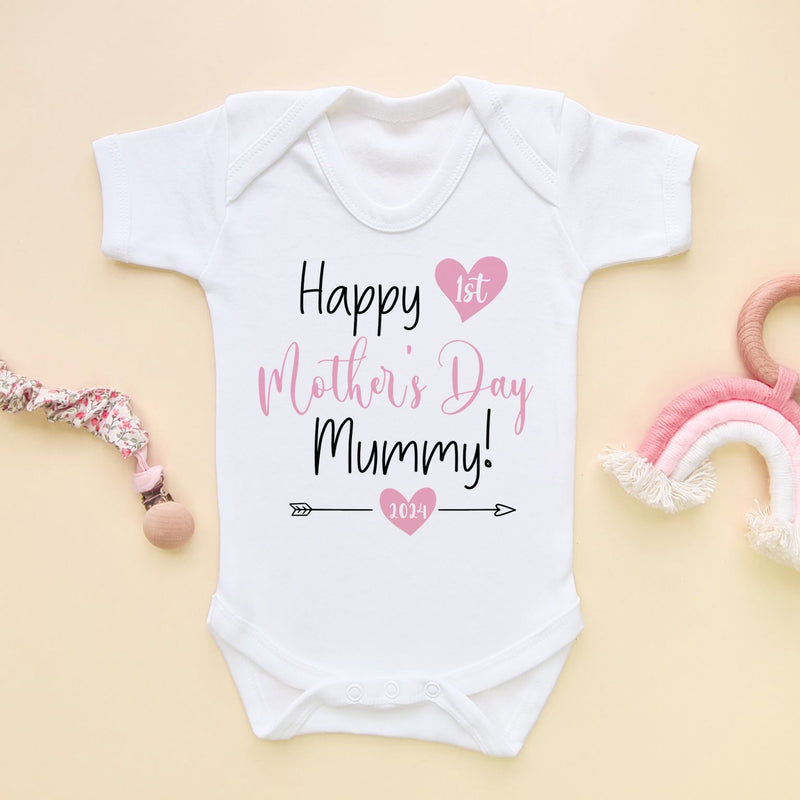 Happy 1st Mother's Day Mummy Girl Baby Bodysuit - Little Lili Store (5878021095496)