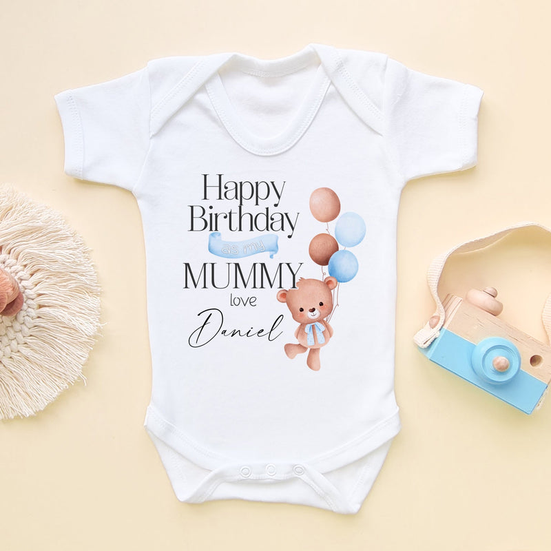Happy Birthday As My Mummy (Boy) Personalised Baby Bodysuit - Little Lili Store (6666860855368)