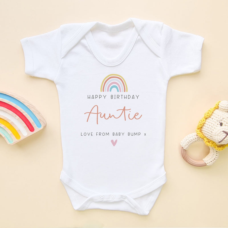 Happy Birthday Auntie Love Bump Gift Baby Bodysuit - Little Lili Store (8322177892632)