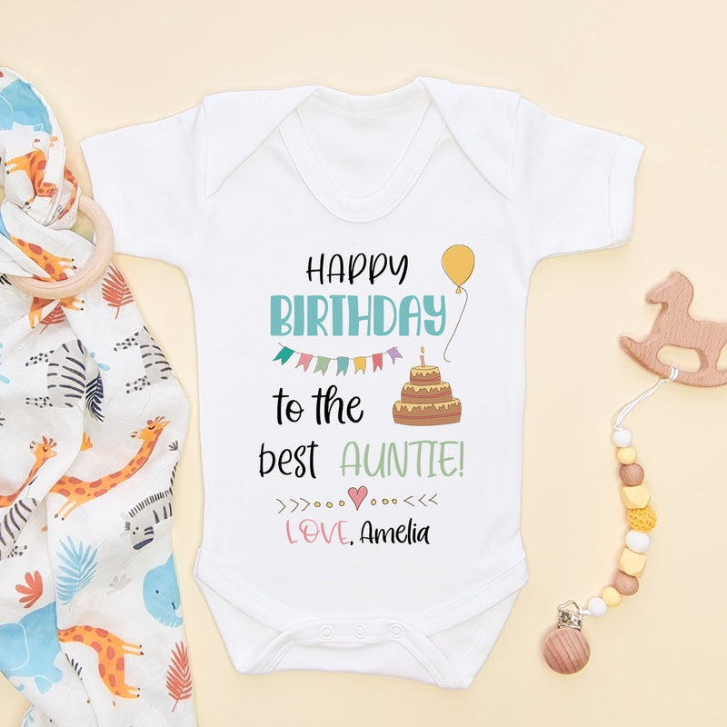 Happy Birthday Auntie Personalised Gift Baby Bodysuit - Little Lili Store (8308681376024)