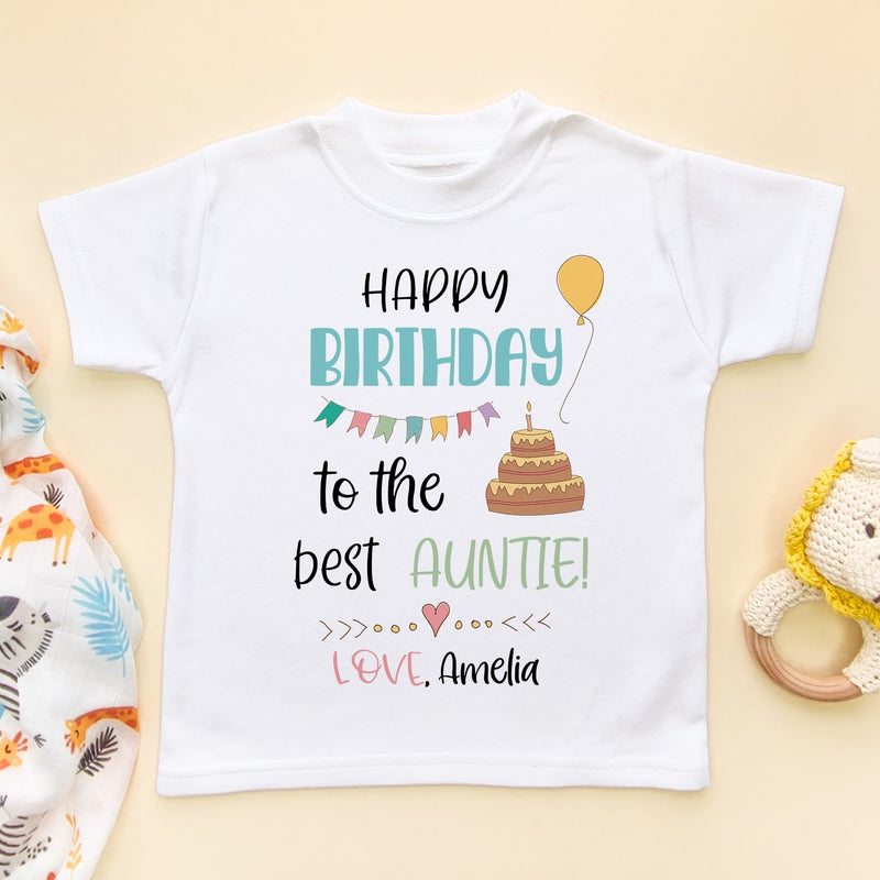 Happy Birthday Auntie Personalised Gift Toddler & Kids T Shirt - Little Lili Store (8308683211032)
