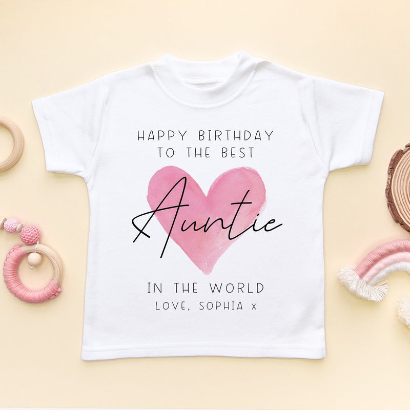 Happy Birthday Auntie Red Heart Personalised Toddler & Kids T Shirt - Little Lili Store (8315518910744)