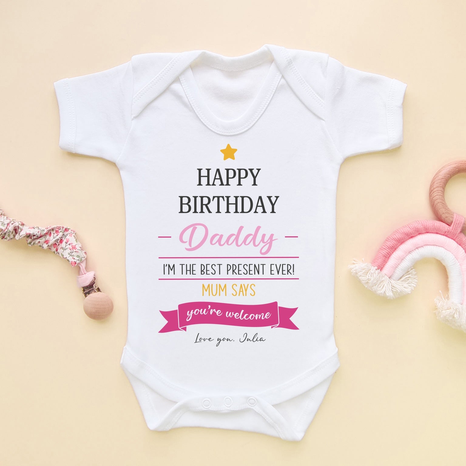 Happy Birthday Daddy Best Present Ever Girl Personalised Baby Bodysu Little Lili Store
