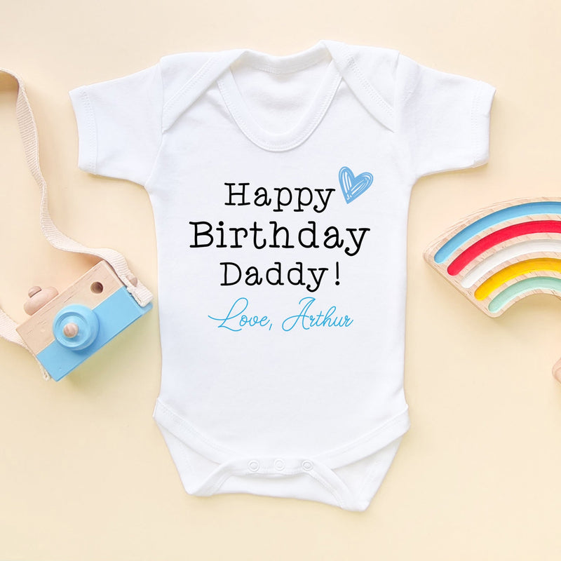 Happy Birthday Daddy (Boy) Personalised Baby Bodysuit - Little Lili Store (6607086813256)