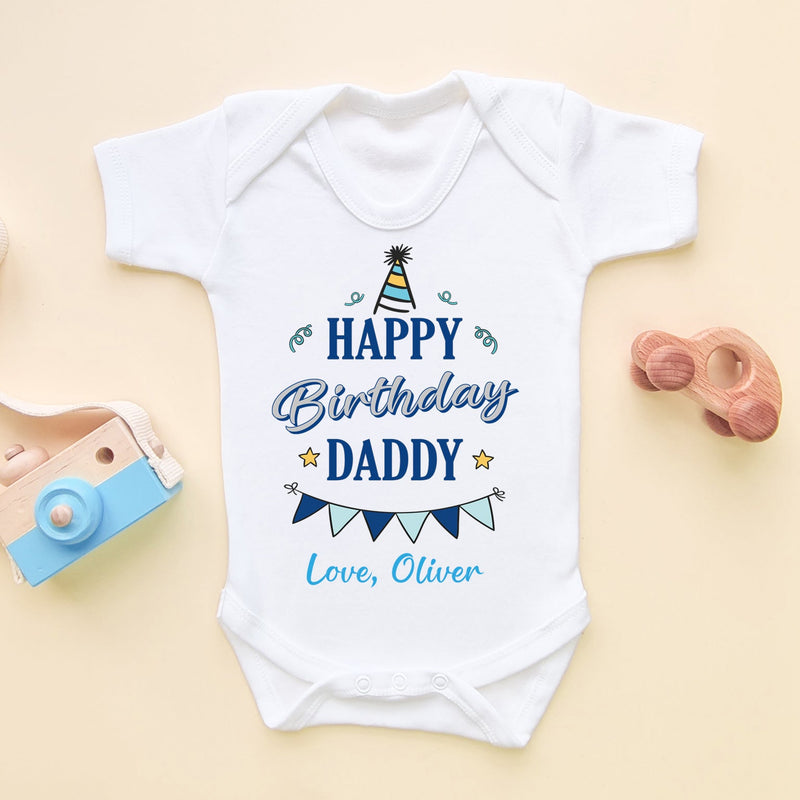 Happy Birthday Daddy (Boy) Personalised Baby Bodysuit - Little Lili Store (6607086649416)