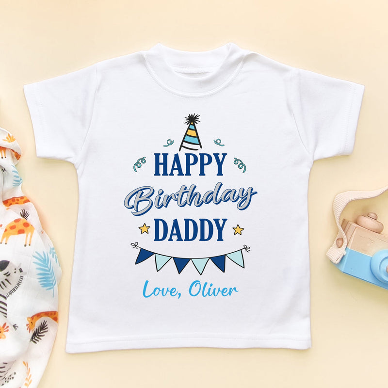 Happy Birthday Daddy (Boy) Personalised Toddler T Shirt - Little Lili Store (6607085371464)