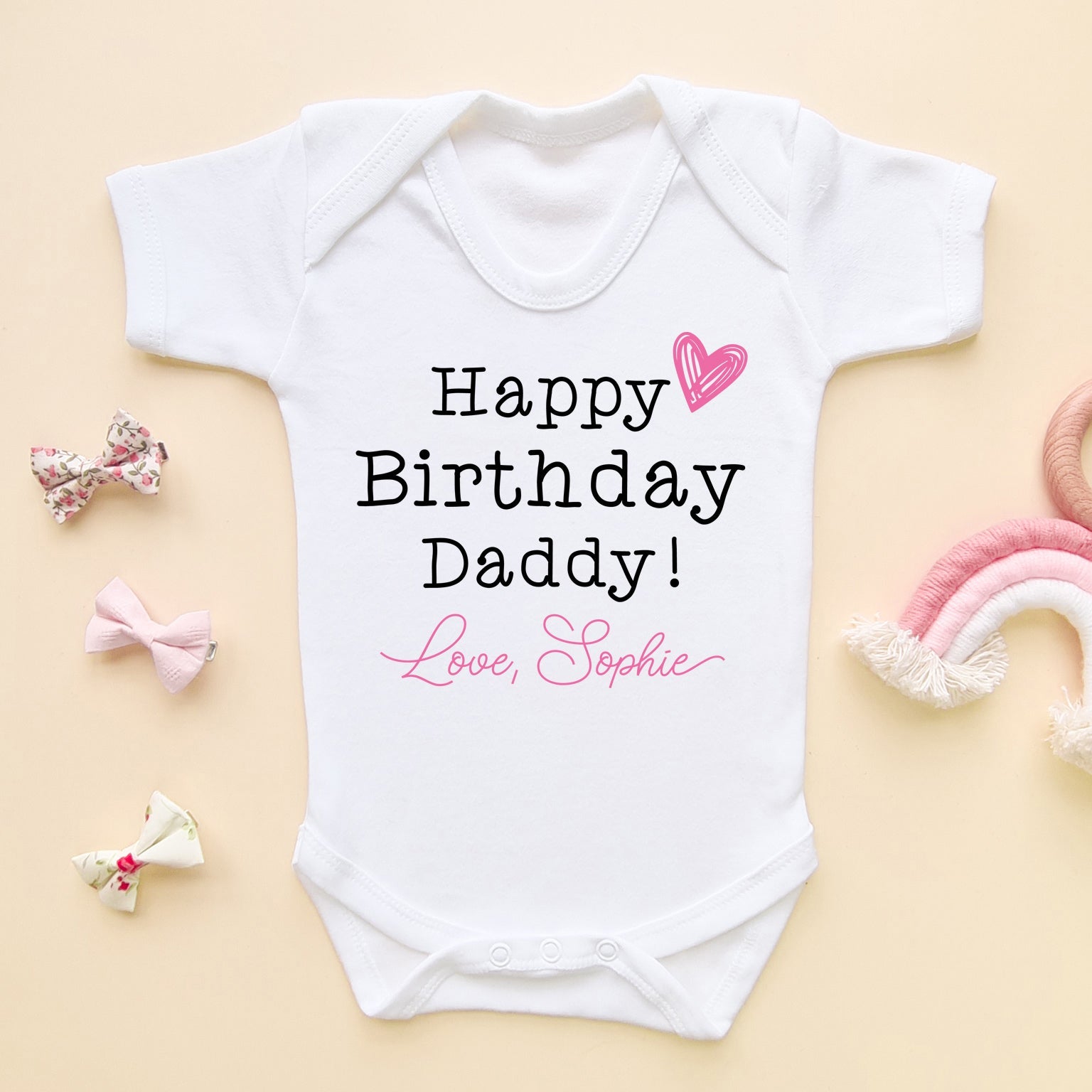 Happy Birthday Daddy Girl Personalised Baby Bodysuit