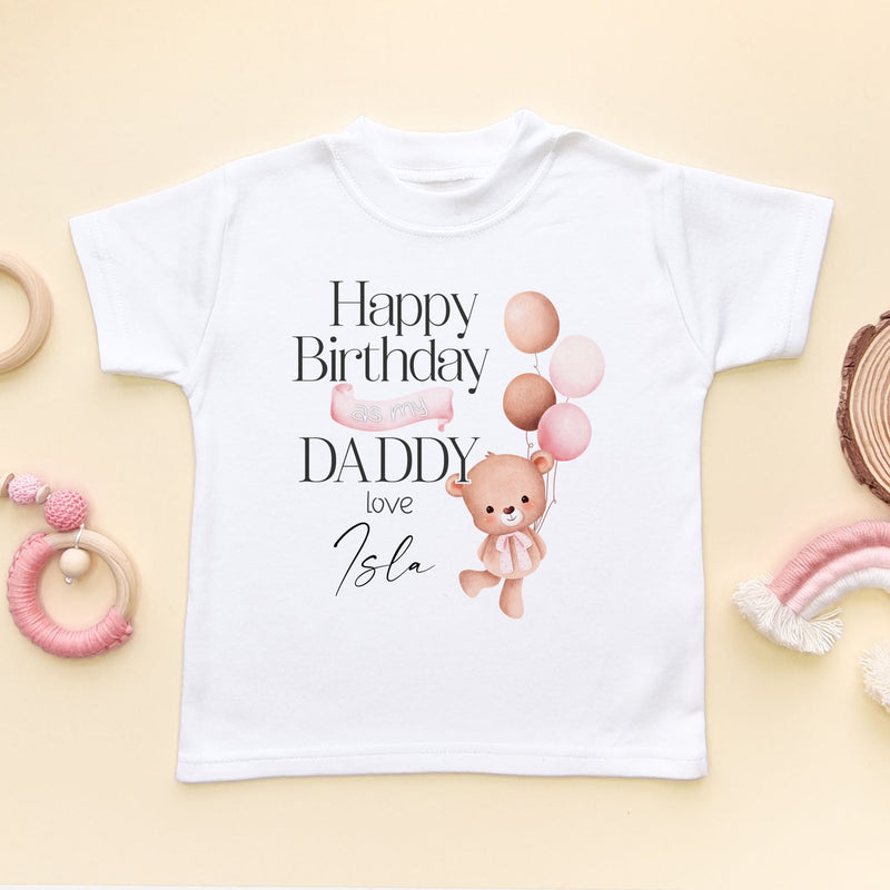 Happy Birthday Daddy (Girl) Personalised Toddler T Shirt - Little Lili Store (8026137952536)