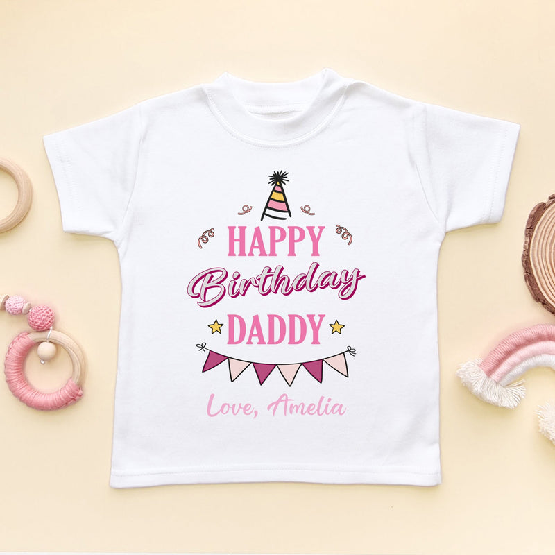 Happy Birthday Daddy (Girl) Personalised Toddler T Shirt - Little Lili Store (6607085338696)