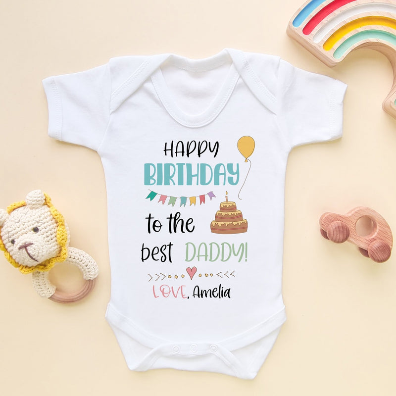 Happy Birthday Daddy Personalised Gift Baby Bodysuit - Little Lili Store (8308610433304)