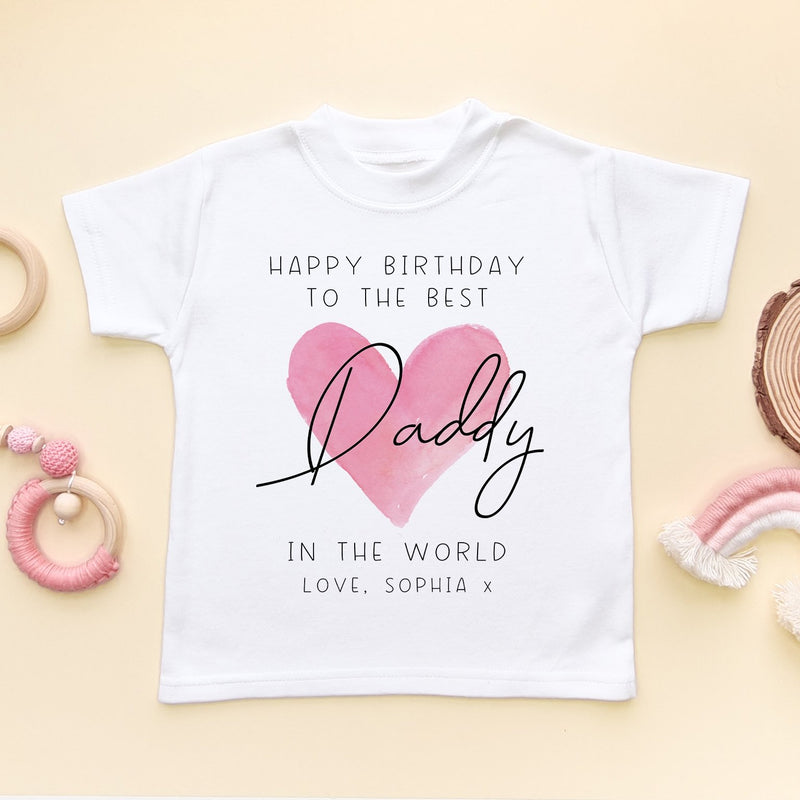 Happy Birthday Daddy Red Heart Personalised Toddler & Kids T Shirt - Little Lili Store (8315516059928)