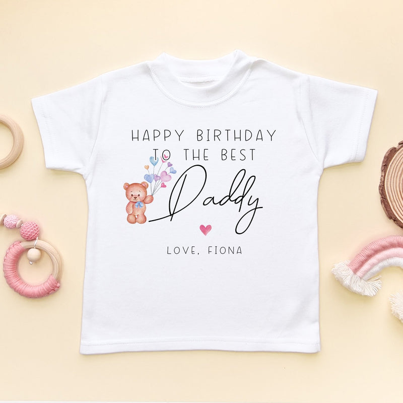 Happy Birthday Daddy Teddy Bear Personalised Toddler & Kids T Shirt - Little Lili Store (8315329970456)