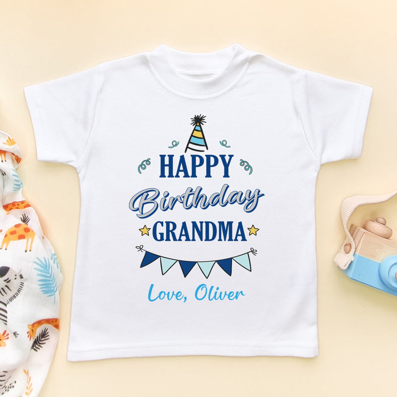 Happy Birthday Grandma (Boy) Personalised Toddler T Shirt - Little Lili Store (6607933538376)