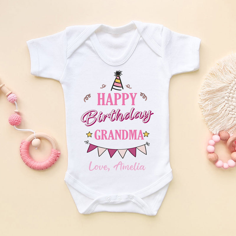 Happy Birthday Grandma (Girl) Personalised Baby Bodysuit - Little Lili Store (6607931899976)