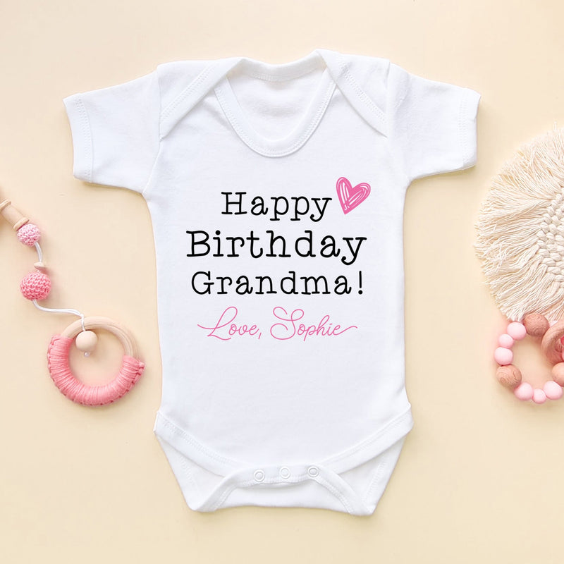 Happy Birthday Grandma (Girl) Personalised Baby Bodysuit - Little Lili Store (6607932063816)