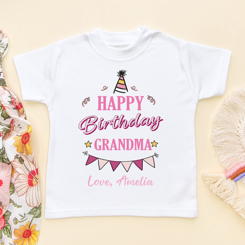 Happy Birthday Grandma (Girl) Personalised Toddler T Shirt - Little Lili Store (6607933440072)