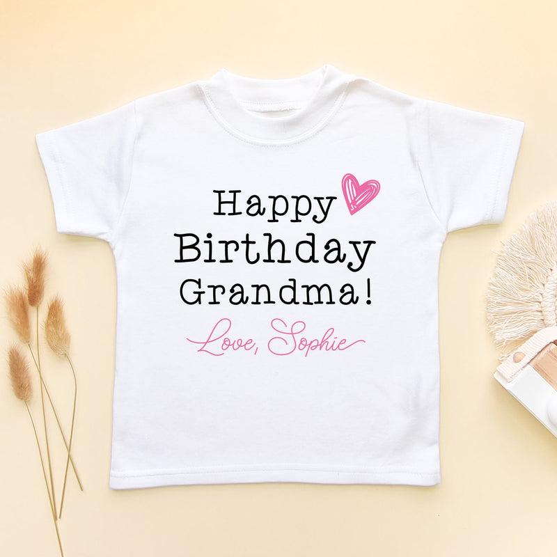 Happy Birthday Grandma (Girl) Personalised Toddler T Shirt - Little Lili Store (6607933603912)