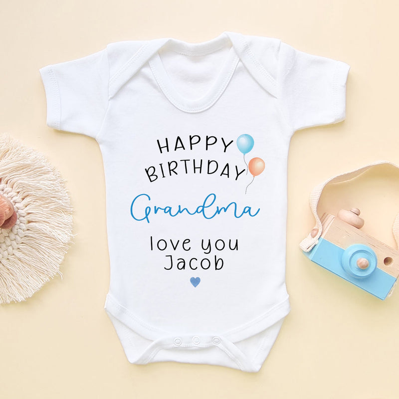 Happy Birthday Grandma Personalised Baby Bodysuit - Little Lili Store (6607416000584)