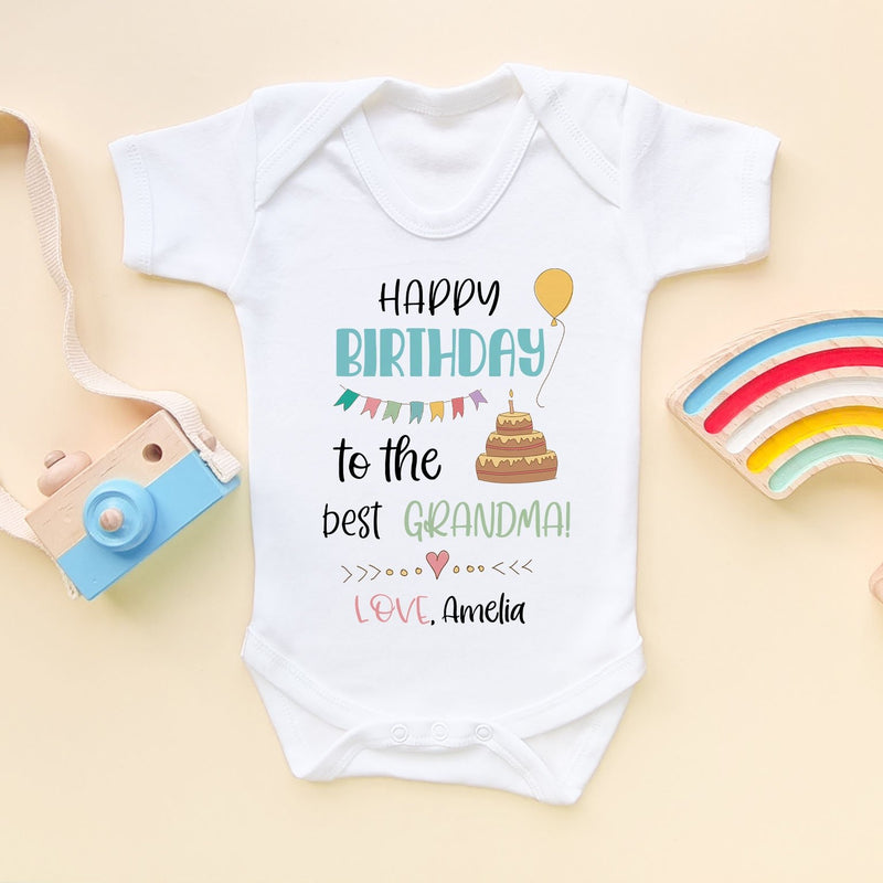 Happy Birthday Grandma Personalised Gift Baby Bodysuit - Little Lili Store (8308621181208)