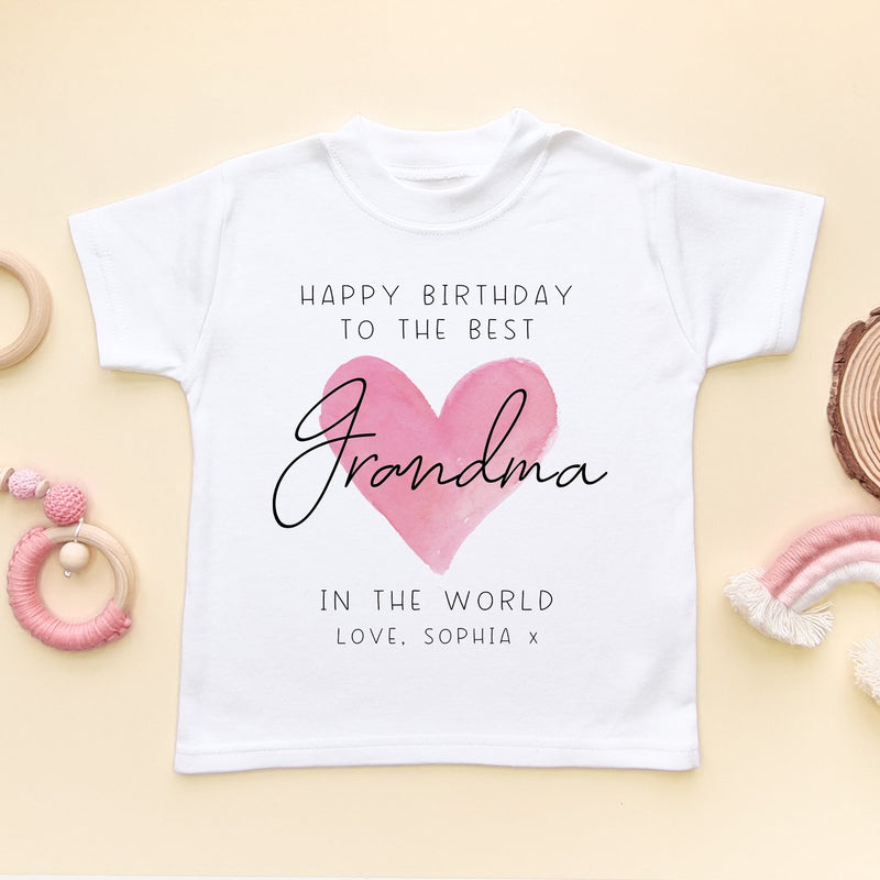 Happy Birthday Grandma Red Heart Personalised Toddler & Kids T Shirt - Little Lili Store (8315517141272)