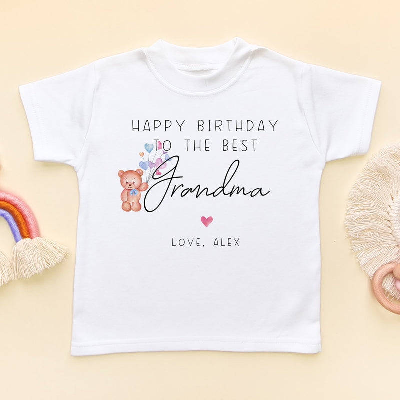 Happy Birthday Grandma Teddy Bear Personalised Toddler & Kids T Shirt - Little Lili Store (8315331379480)